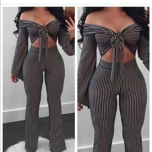 Pants - Two piece crop top and pants set Pants - Two piece crop top and pants set